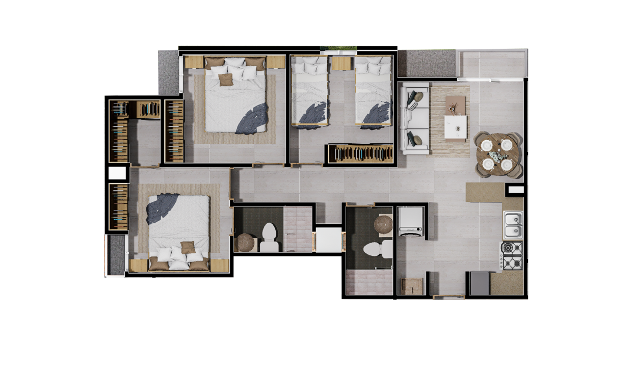 Planta Tipo C 3 Beds